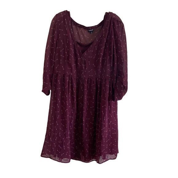 Torrid Sheer Arrow Dress Burgundy Size 2X - Picture 1 of 5